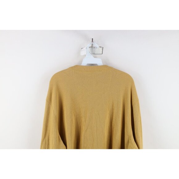 Vintage Eddie Bauer Mens 2XL XXL Faded Thermal Waffle Knit Henley T-Shirt Yellow - Picture 9 of 10